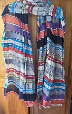 Unbranded Women’s Blended Lightweight Multicolor Striped Scarf